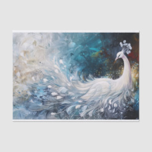 Weißer Pfau Abstrakte Ölmalerei Decoupage Seidenpapier