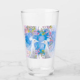 Weißer Pfau und blühende Sakura /anpassbar Glas