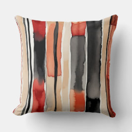 Weißer Pfirsich und abstrakte schwarze Streifen Kissen