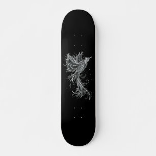 Weißer Phoenix auf Schwarz Skateboard