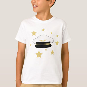 Weißer Pilotenhut, Goldstars, Flugaviator T-Shir T-Shirt