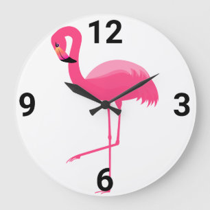 WEISSER PINK FLAMINGO-WANDEL GROßE WANDUHR