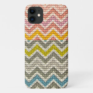WEISSER PINK YELLOW GRAU BLAU MOSAIC CHEVRONS iPhone 11 HÜLLE