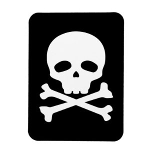Weißer Piratenschädel auf schwarzem Hintergrund Magnet