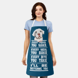 Weißer Pitbull Hund jeden Snack, den Sie machen Schürze