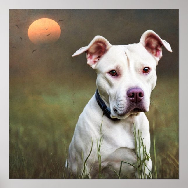 Weißer Pitbull Poster (Vorne)