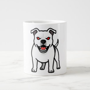Weißer Pitbull Rote Augen Böser Cartoon-Hund Gesch Jumbo-Tasse