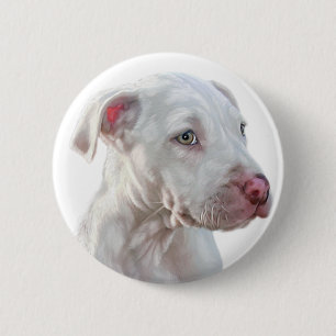Weißer Pitbull-Welpe Button