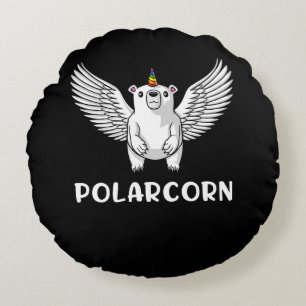 Weißer Polar Bär Einhorn Funny Arctic Animal Rundes Kissen