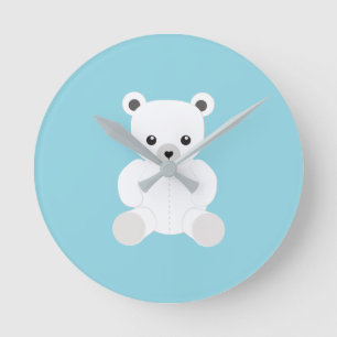 Weißer Polar-Teddybär-Rundclock Runde Wanduhr