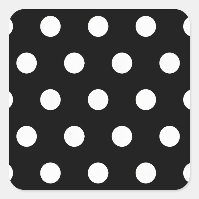 Weißer Polka-Dot auf schwarzem Aufkleber (Vorderseite)