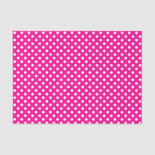 Weißer Polka-Dot über Hot-Pink-Gewebe Seidenpapier (Vorderseite)