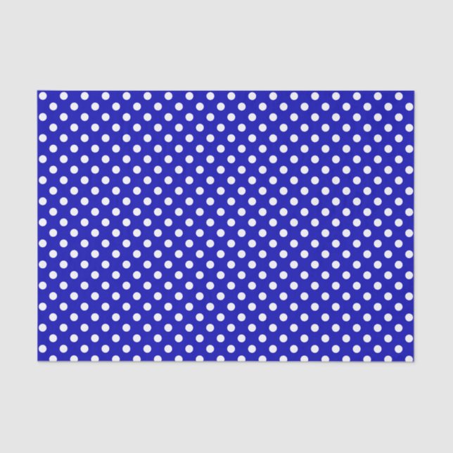 Weißer Polka-Dot zum Royal Blue Tissue Paper Seidenpapier (Vorderseite)