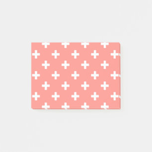 Weißer Polka-Kreuz auf Pfirsich Post-it Klebezettel