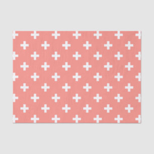 Weißer Polka-Kreuz auf Pfirsich Seidenpapier