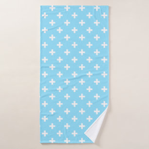 Weißer Polka kreuzt in Babyblau Badehandtuch