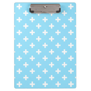 Weißer Polka kreuzt in Babyblau Klemmbrett