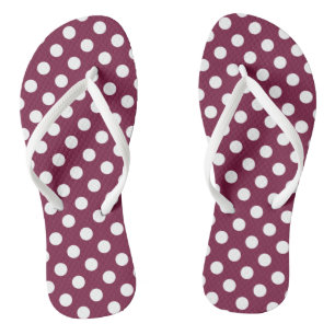 Weißer Polka-Punkte auf Bordeaux Flip Flops