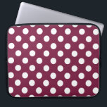 Weißer Polka-Punkte auf Bordeaux Laptopschutzhülle<br><div class="desc">Weißer Polka-Punkte auf Bordeaux</div>