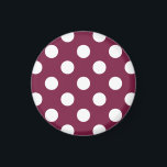 Weißer Polka-Punkte auf Bordeaux Magnet<br><div class="desc">Weißer Polka-Punkte auf Bordeaux</div>