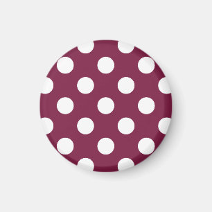 Weißer Polka-Punkte auf Bordeaux Magnet