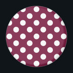 Weißer Polka-Punkte auf Bordeaux Magnet<br><div class="desc">Weißer Polka-Punkte auf Bordeaux</div>