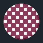 Weißer Polka-Punkte auf Bordeaux Magnet<br><div class="desc">Weißer Polka-Punkte auf Bordeaux</div>