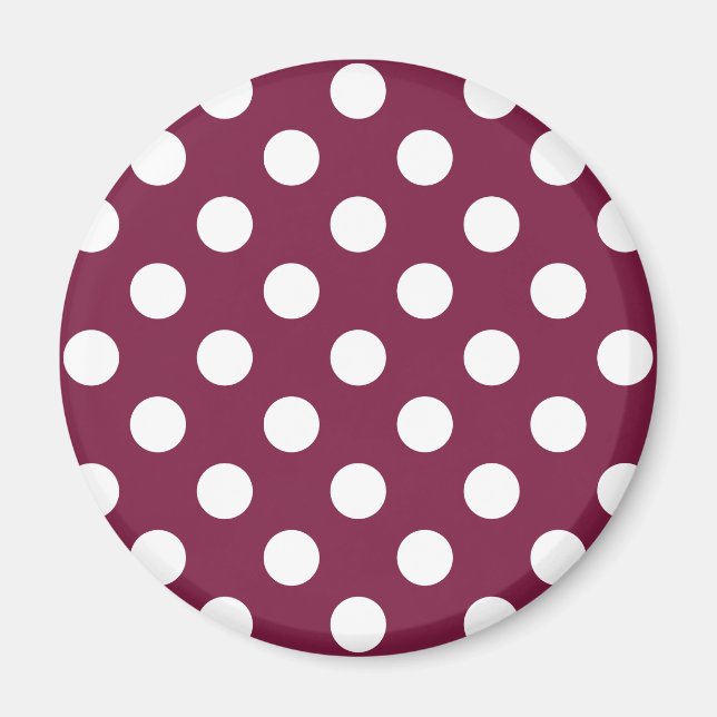 Weißer Polka-Punkte auf Bordeaux Magnet (Vorne)