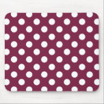 Weißer Polka-Punkte auf Bordeaux Mousepad<br><div class="desc">Weißer Polka-Punkte auf Bordeaux</div>