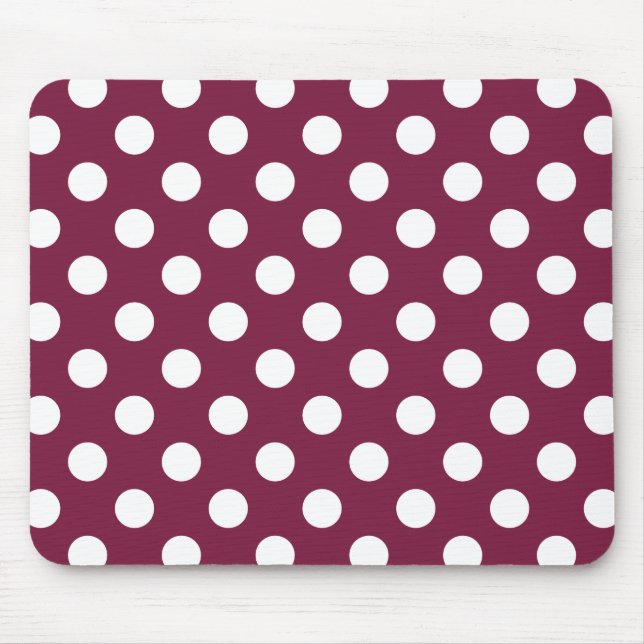 Weißer Polka-Punkte auf Bordeaux Mousepad (Vorne)
