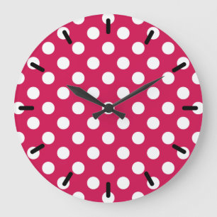 Weißer Polka-Punkte auf Cerealien Große Wanduhr