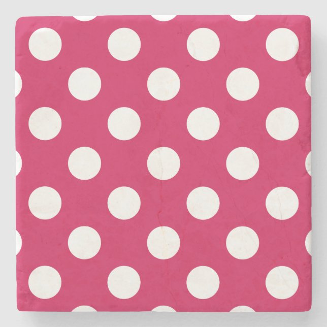 Weißer Polka-Punkte auf Cerealien Steinuntersetzer (Vorderseite)