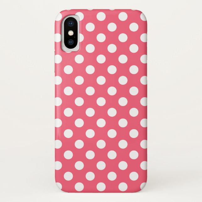 Weißer Polka Punkte auf Korallen Case-Mate iPhone Hülle (Rückseite)