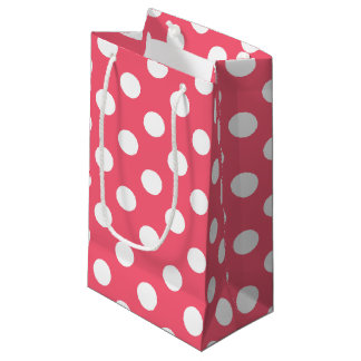 Weißer Polka Punkte auf Korallen Kleine Geschenktüte