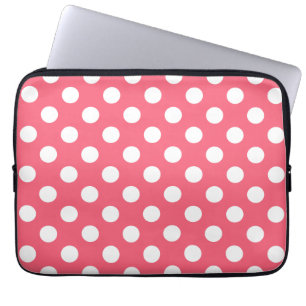 Weißer Polka Punkte auf Korallen Laptopschutzhülle