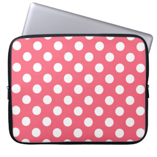 Weißer Polka Punkte auf Korallen Laptopschutzhülle