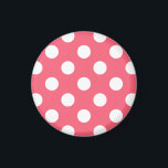 Weißer Polka Punkte auf Korallen Magnet<br><div class="desc">Weißer Polka Punkte auf Korallen</div>