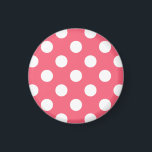Weißer Polka Punkte auf Korallen Magnet<br><div class="desc">Weißer Polka Punkte auf Korallen</div>