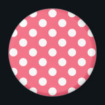 Weißer Polka Punkte auf Korallen Magnet<br><div class="desc">Weißer Polka Punkte auf Korallen</div>