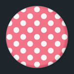 Weißer Polka Punkte auf Korallen Magnet<br><div class="desc">Weißer Polka Punkte auf Korallen</div>