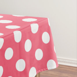 Weißer Polka Punkte auf Korallen Tischdecke