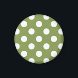 Weißer Polka Punkte auf Olivengrün Magnet<br><div class="desc">Weißer Polka Punkte auf Olivengrün</div>
