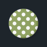 Weißer Polka Punkte auf Olivengrün Magnet<br><div class="desc">Weißer Polka Punkte auf Olivengrün</div>