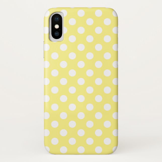 Weißer Polka Punkte auf Zitronengelb Case-Mate iPhone Hülle (Rückseite)