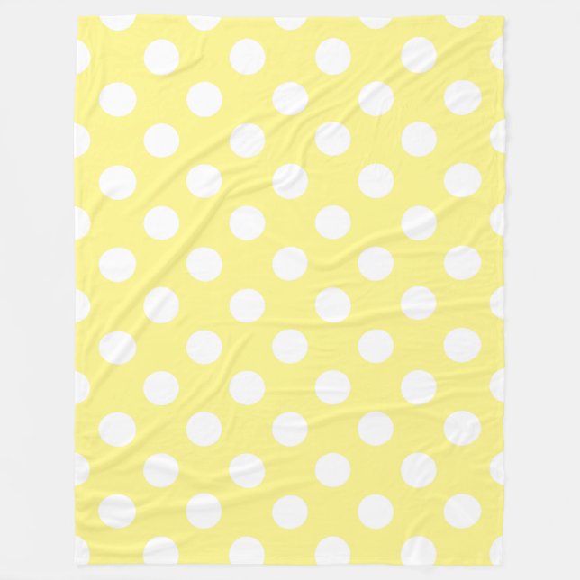 Weißer Polka Punkte auf Zitronengelb Fleecedecke (Vorderseite)
