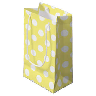 Weißer Polka Punkte auf Zitronengelb Kleine Geschenktüte