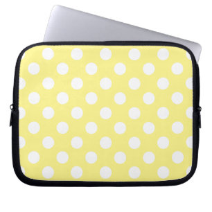 Weißer Polka Punkte auf Zitronengelb Laptopschutzhülle
