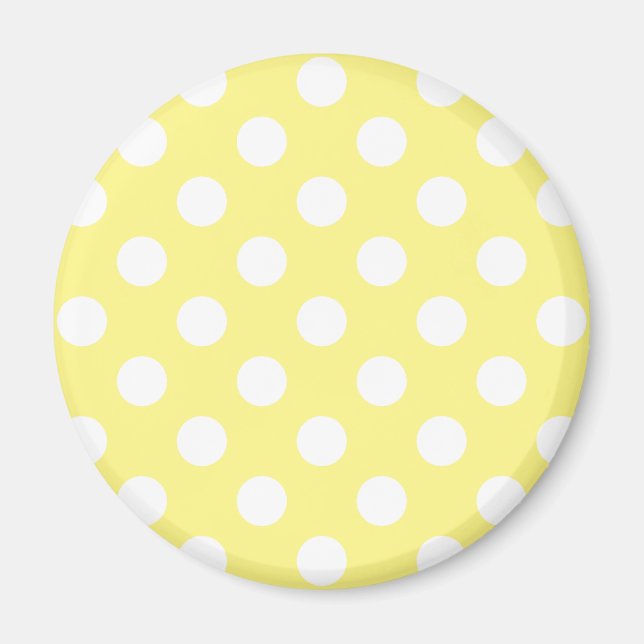 Weißer Polka Punkte auf Zitronengelb Magnet (Vorne)