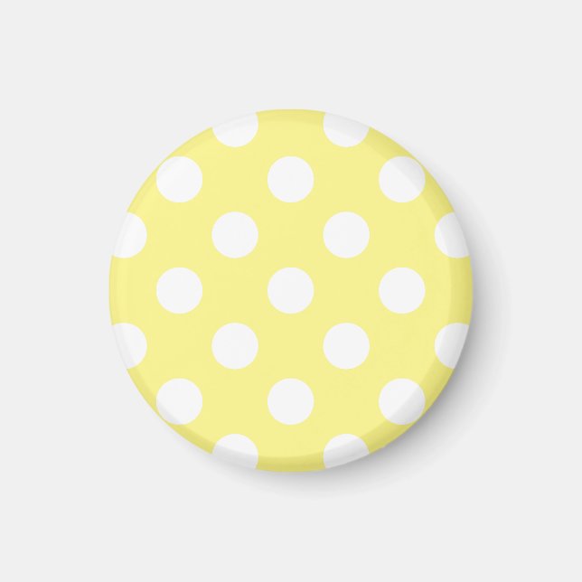 Weißer Polka Punkte auf Zitronengelb Magnet (Vorne)