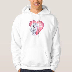 Weißer Pomeranian Valentinstag Hoodie